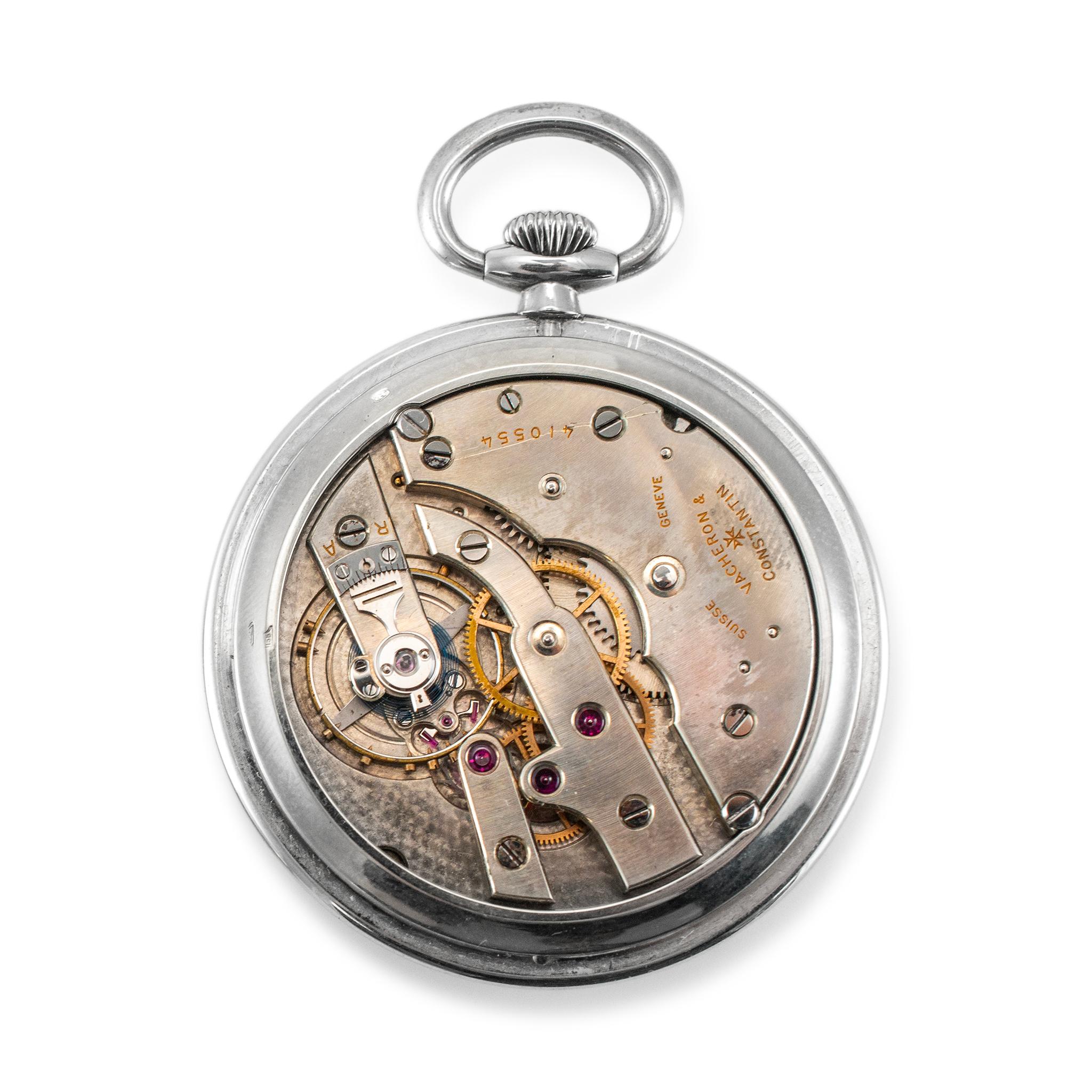 Brand: Vacheron Constantin

Gender: Unisex

Metal Type: 18K Yellow Gold & White Gold

Diameter: 44.00 mm

Weight: 53.12 grams

18K White & Yellow Gold VACHERON CONSTANTIN Swiss made pocket watch. The metal was tested and determined to be 18K white &
