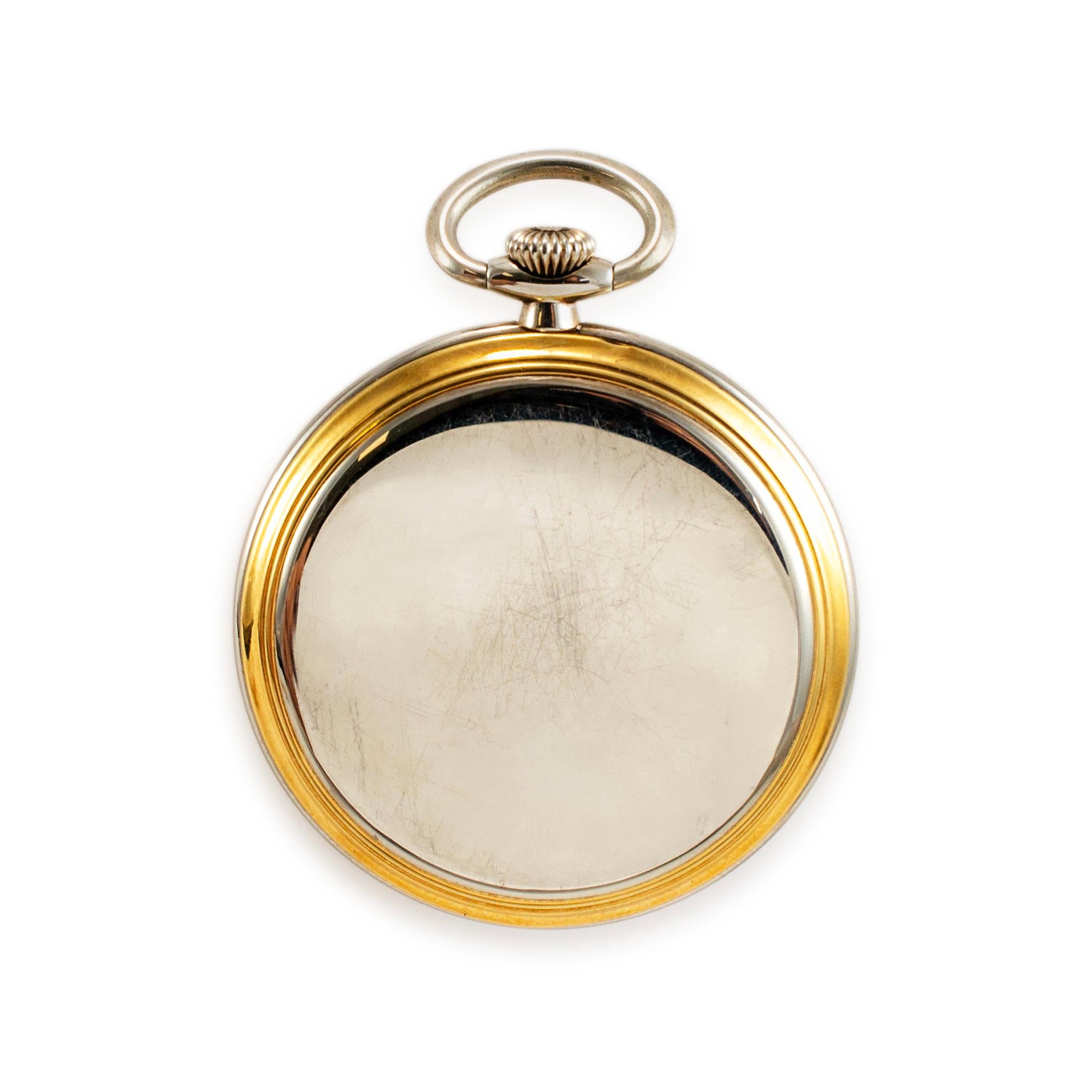 Vintage Vacheron Constantin 44MM 18K White & Yellow Gold Manual Pocket Watch In Excellent Condition In Houston, TX