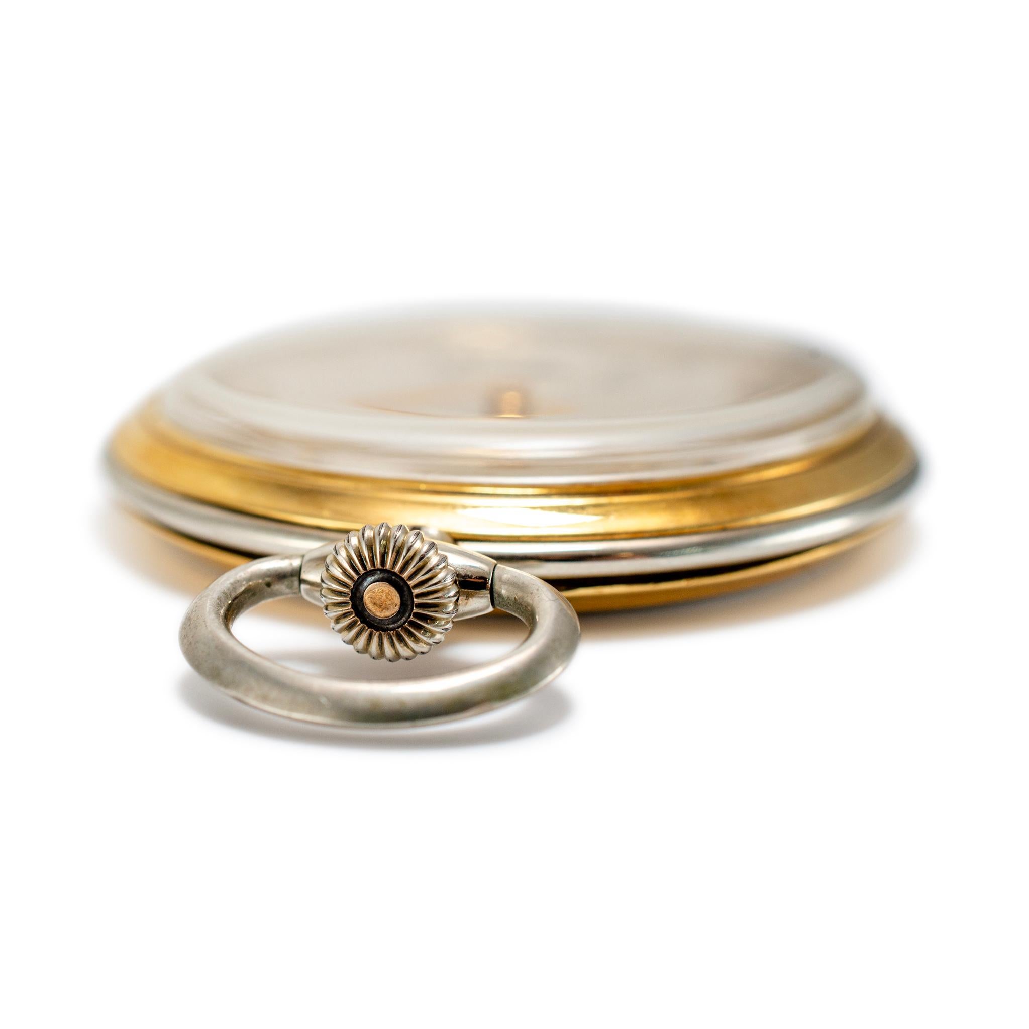 Women's or Men's Vintage Vacheron Constantin 44MM 18K White & Yellow Gold Manual Pocket Watch