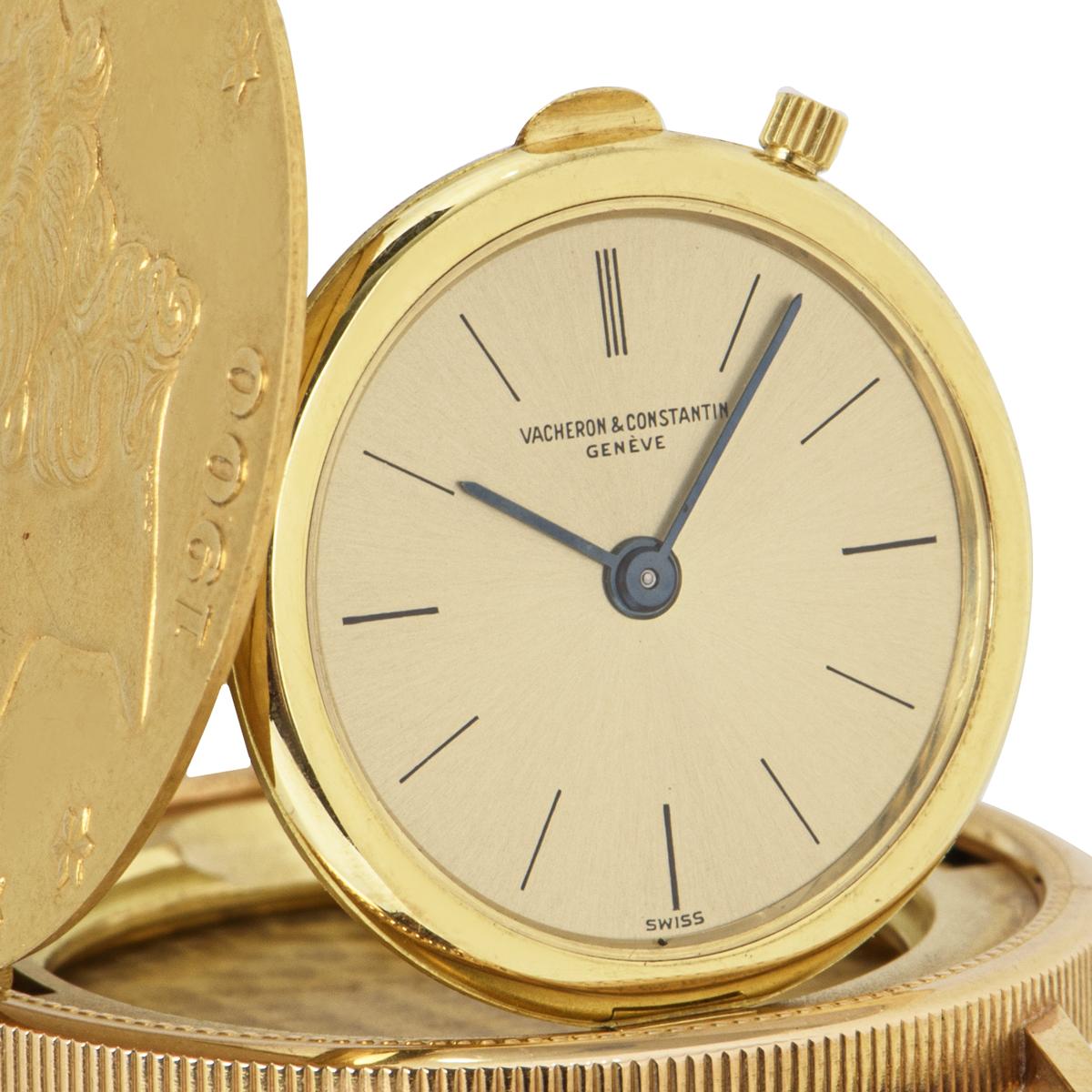 A stunning vintage coin wristwatch crafted in 18k yellow gold by Vacheron Constantin. Featuring a unique design of Lady Liberty and '1900' engraved on the front case as well as 'Twenty Dollars' engraved on the case back. The watch further features a