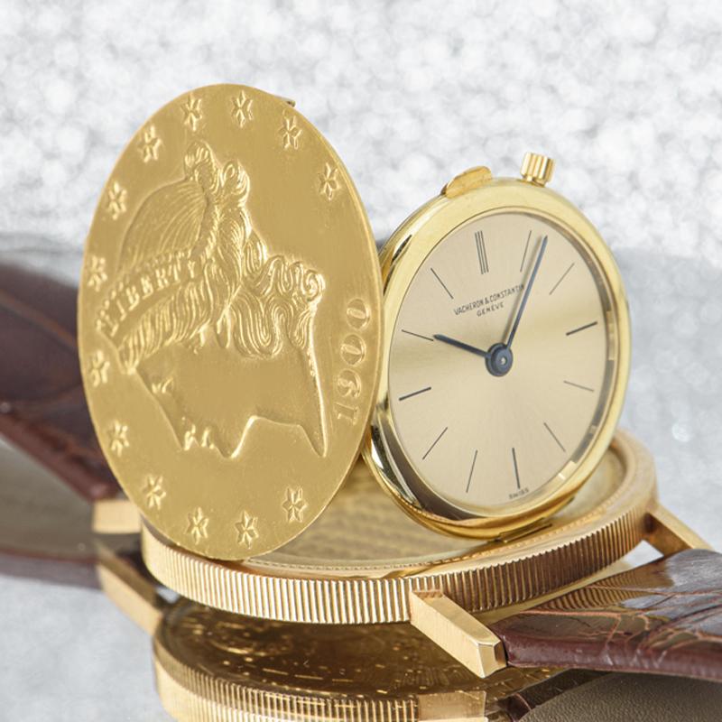 Men's Vintage Vacheron Constantin Coin Watch Yellow Gold 6510 For Sale