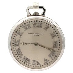 Retro Art Deco Vacheron Constantin Geneve Platinum Pocket Watch With Old Cut Diamonds