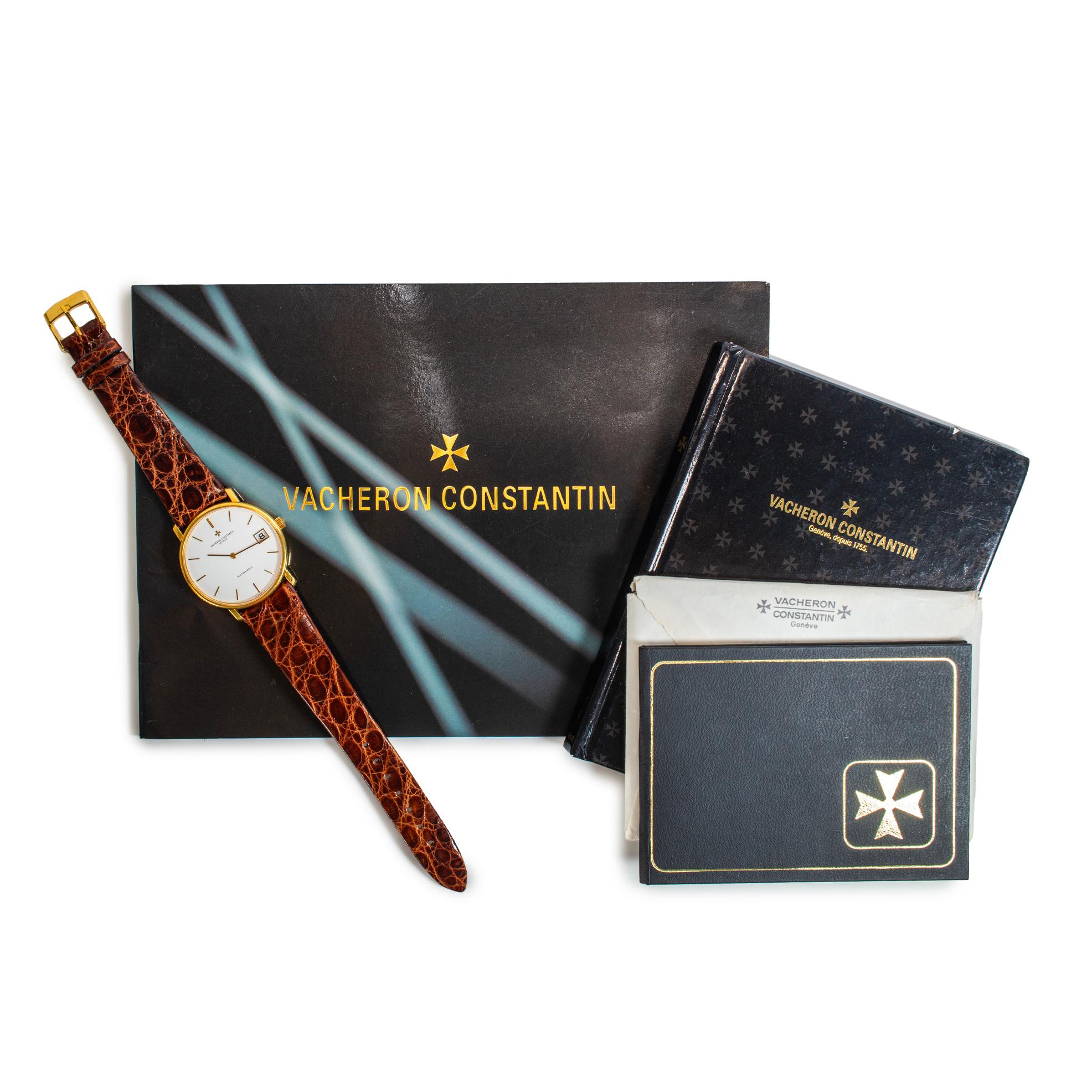 Vintage Vacheron Constantin Patrimony 35MM 44001 Datum Sigma Weiß 18K Gold Uhr im Angebot 7