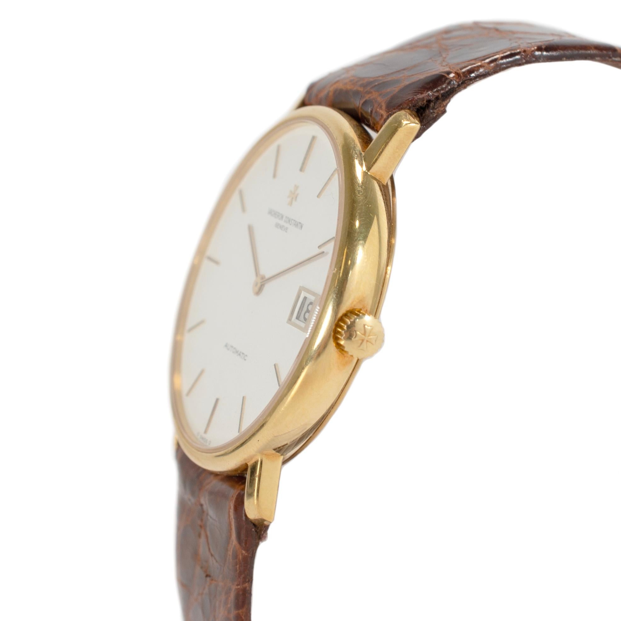 Vintage Vacheron Constantin Patrimony 35MM 44001 Datum Sigma Weiß 18K Gold Uhr im Zustand „Hervorragend“ im Angebot in Houston, TX