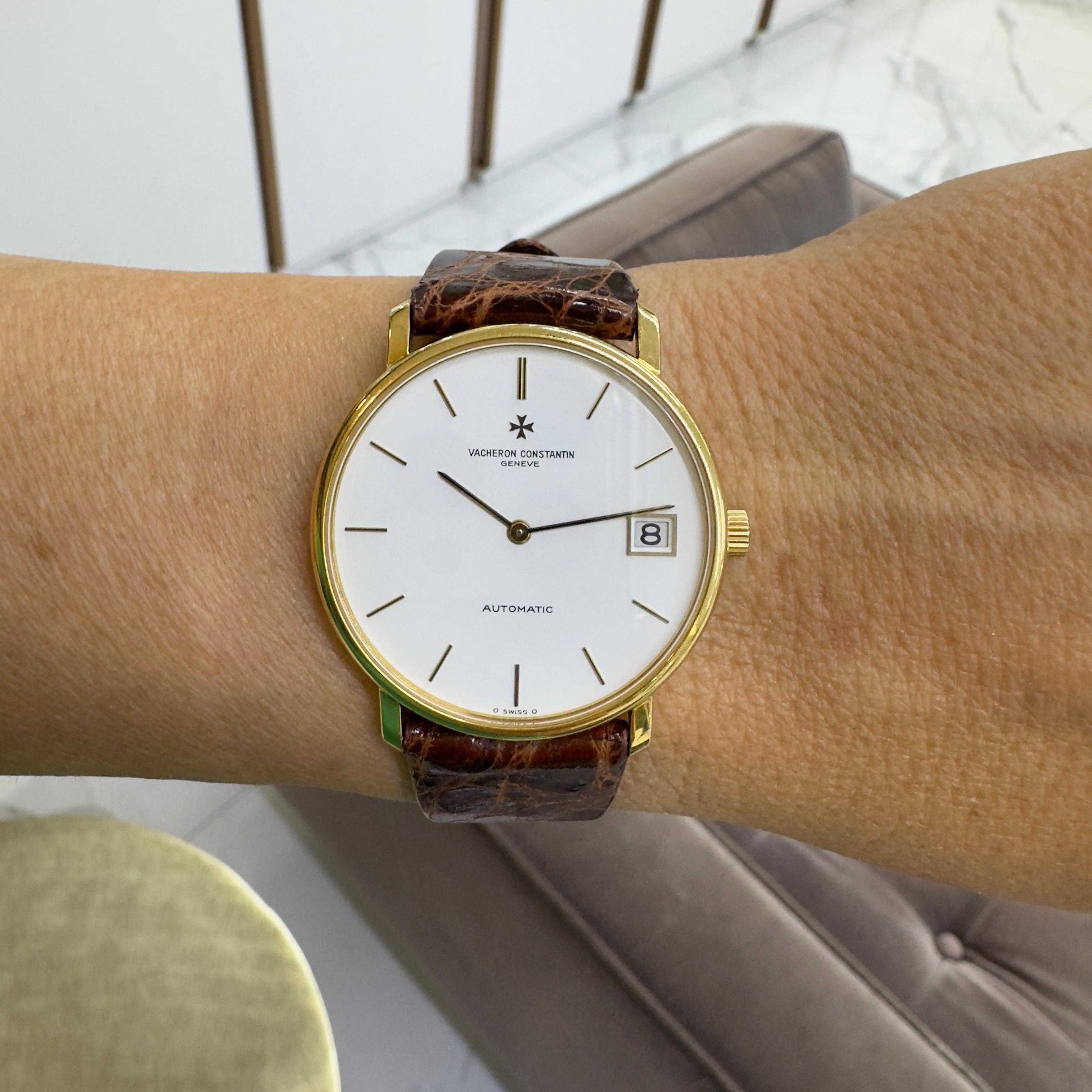 Vintage Vacheron Constantin Patrimony 35MM 44001 Datum Sigma Weiß 18K Gold Uhr im Angebot 5