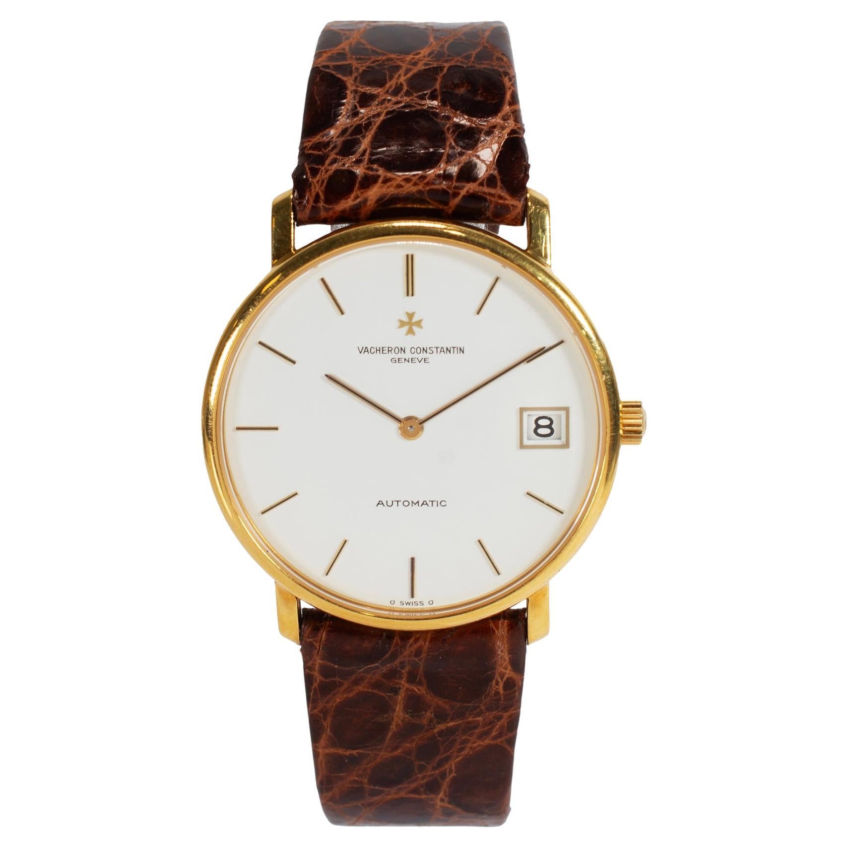 Vintage Vacheron Constantin Patrimony 35MM 44001 Datum Sigma Weiß 18K Gold Uhr im Angebot