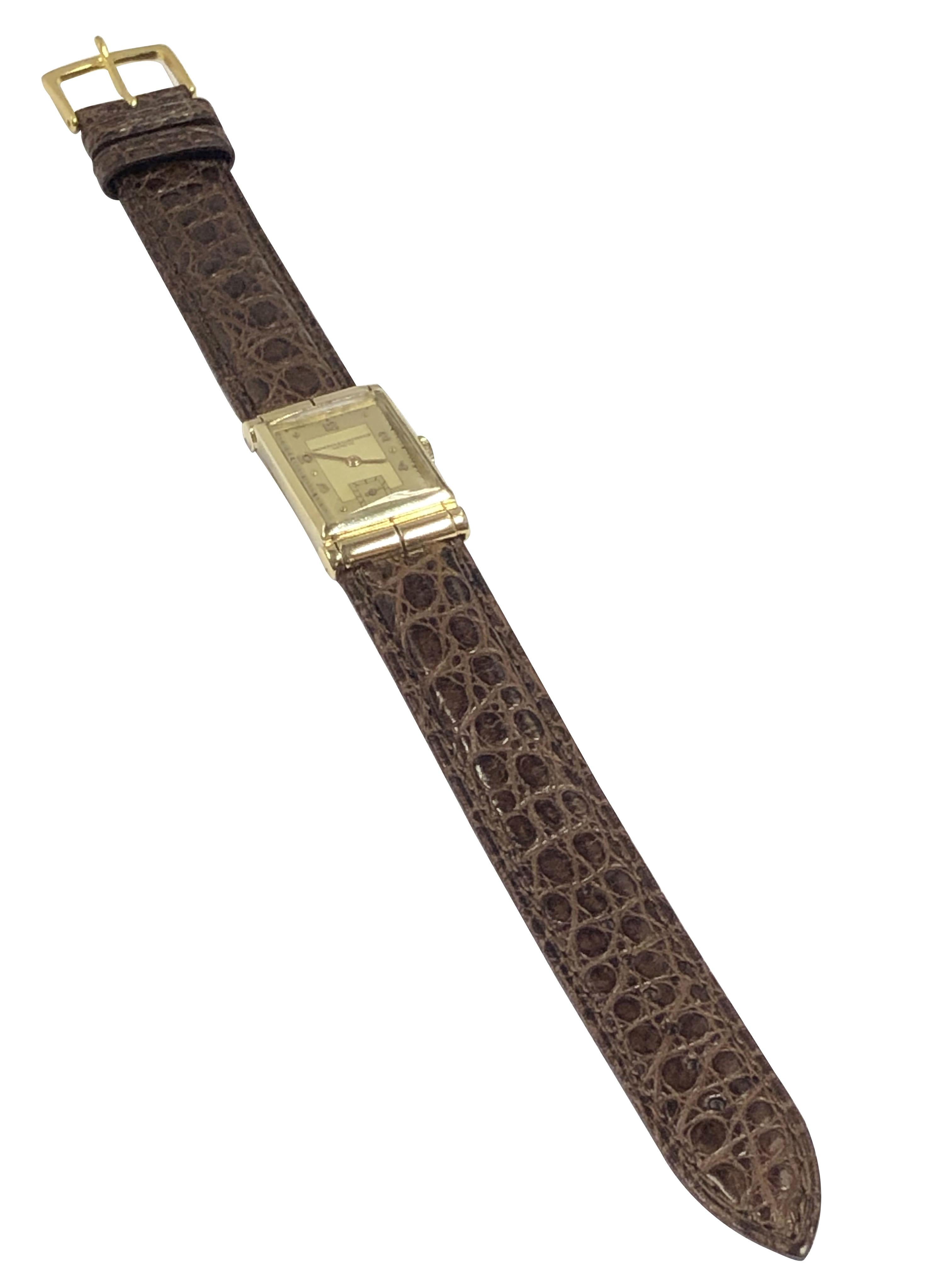 Women's or Men's Vintage Vacheron & Constantin Yellow Gold Covered Lug Wrist Watch For Sale
