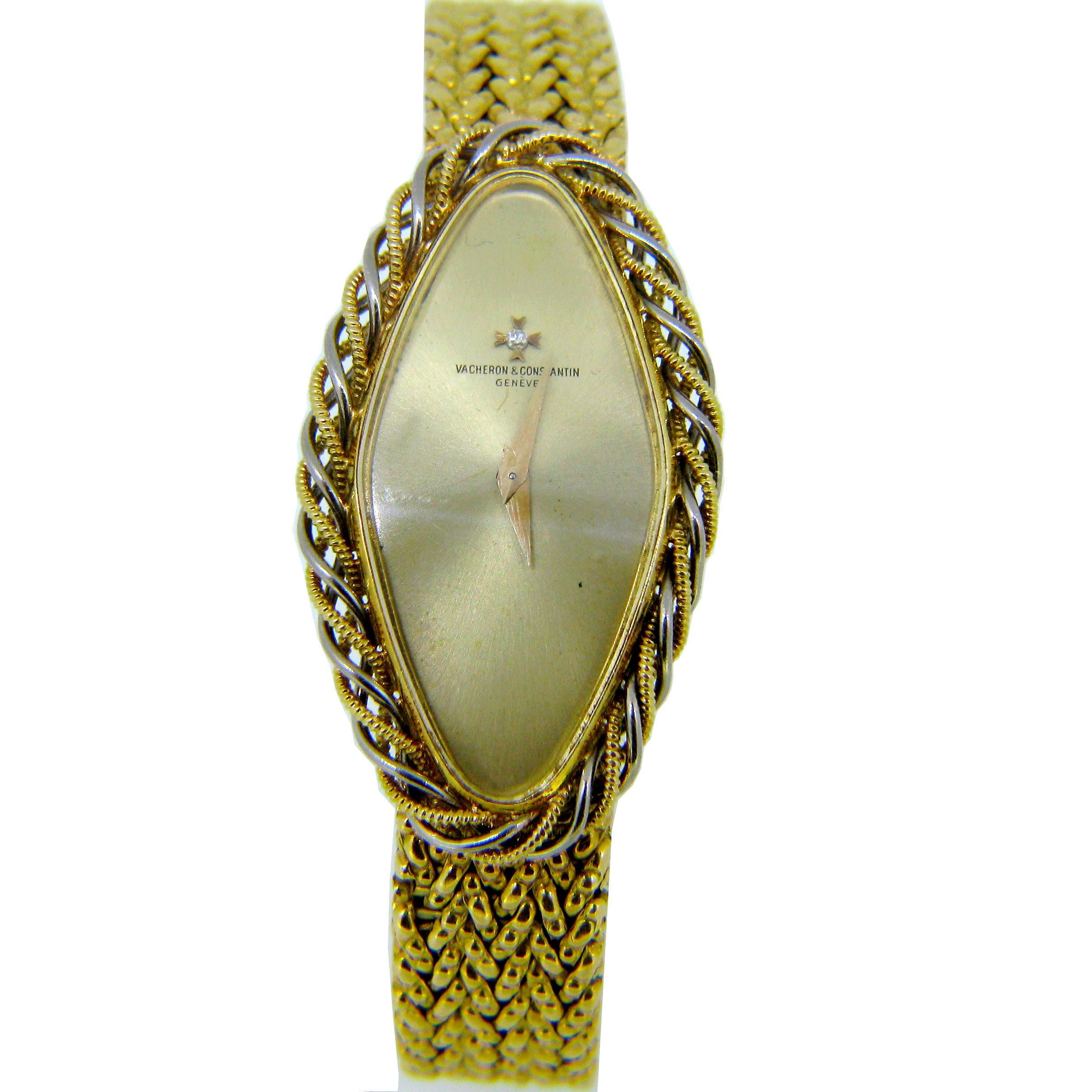 Round Cut Vintage Vacheron Constantin Yellow Gold Lady Wristwatch