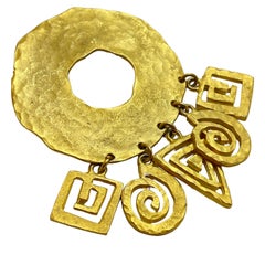 Vintage VAL gold geometric designer pin brooch