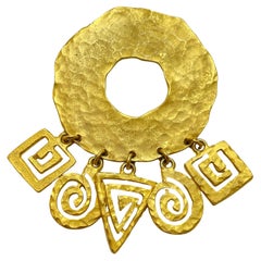 Used VAL gold geometric designer pin brooch