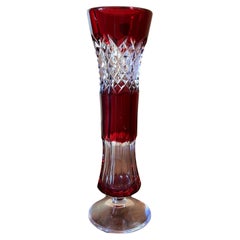 Antique Val St Lambert Crystal Belgium Ruby Red Depose Vase