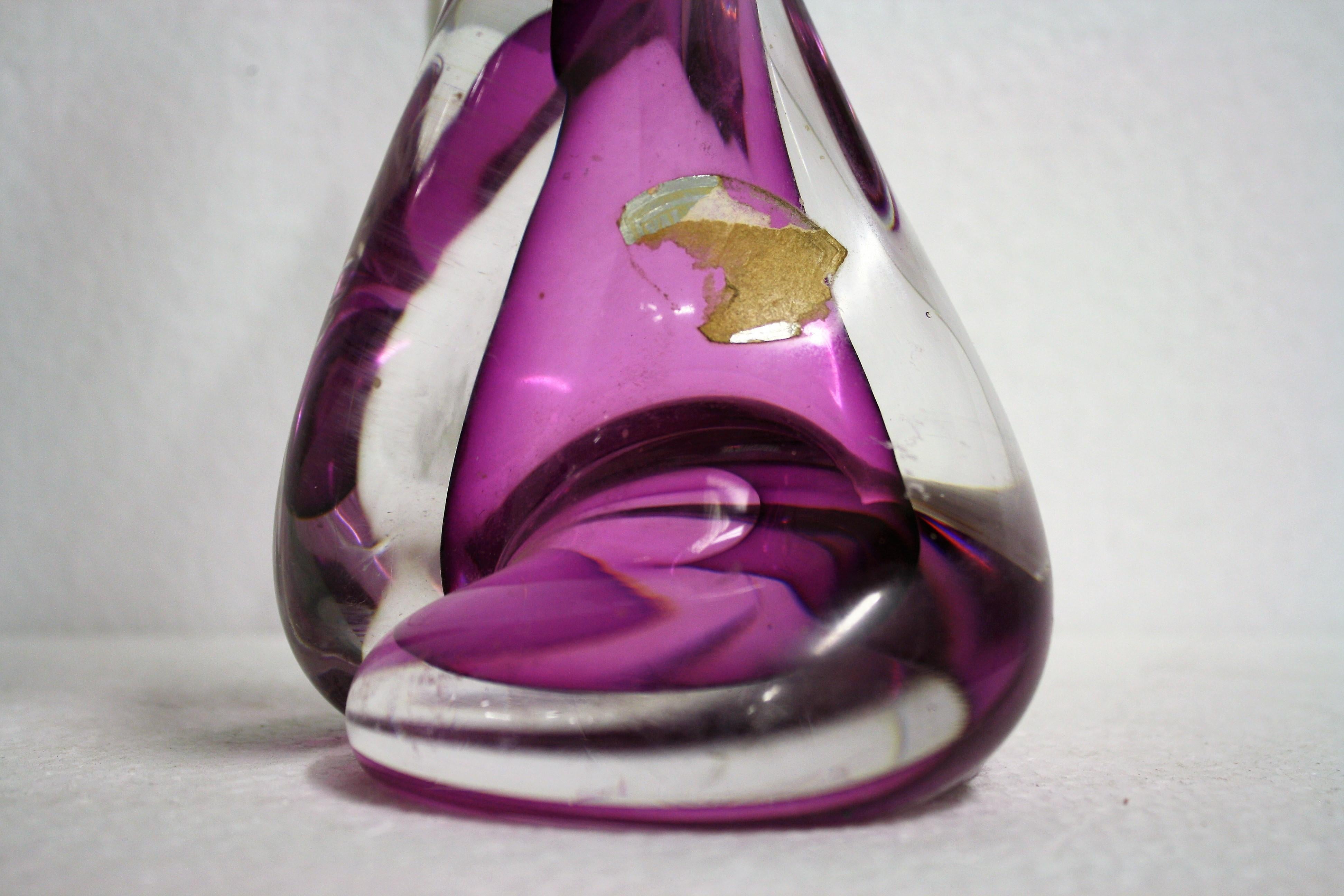 Mid-20th Century Vintage Val St. Lambert Purple Crystal Table Lamp, 1960s Belgium