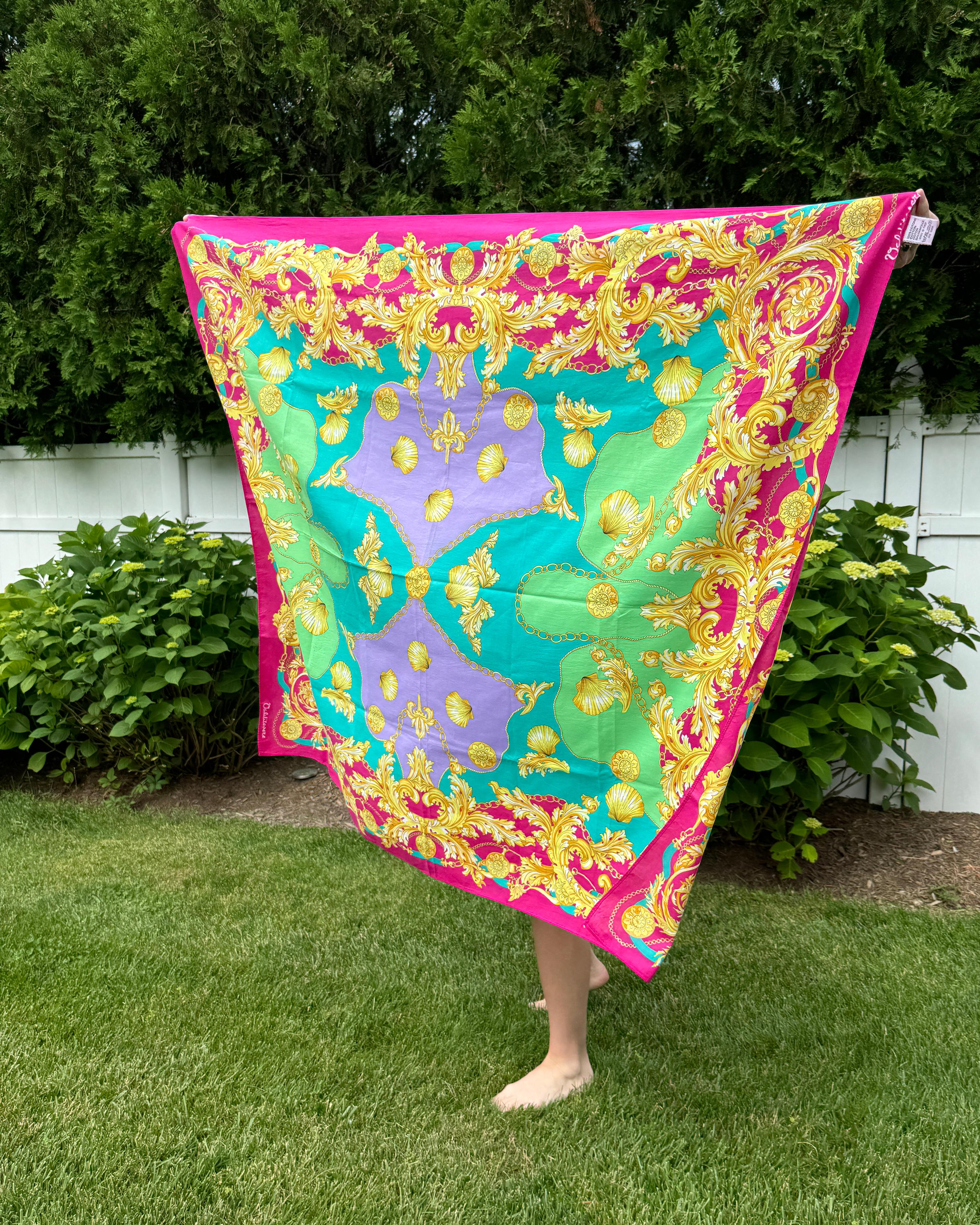 Vintage Valditevere Firenze Baroque Shell Print Pareo/Scarf For Sale 1