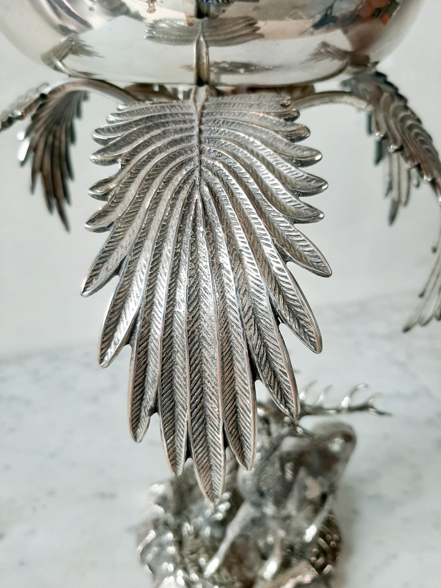 Mid-Century Modern Vintage Valenti Silver Plated Stag and Palm Centre Piece