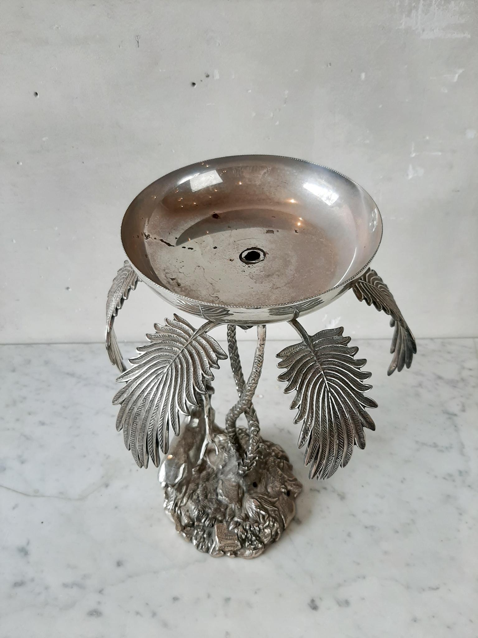 Vintage Valenti Silver Plated Stag and Palm Centre Piece In Good Condition In Baambrugge, NL