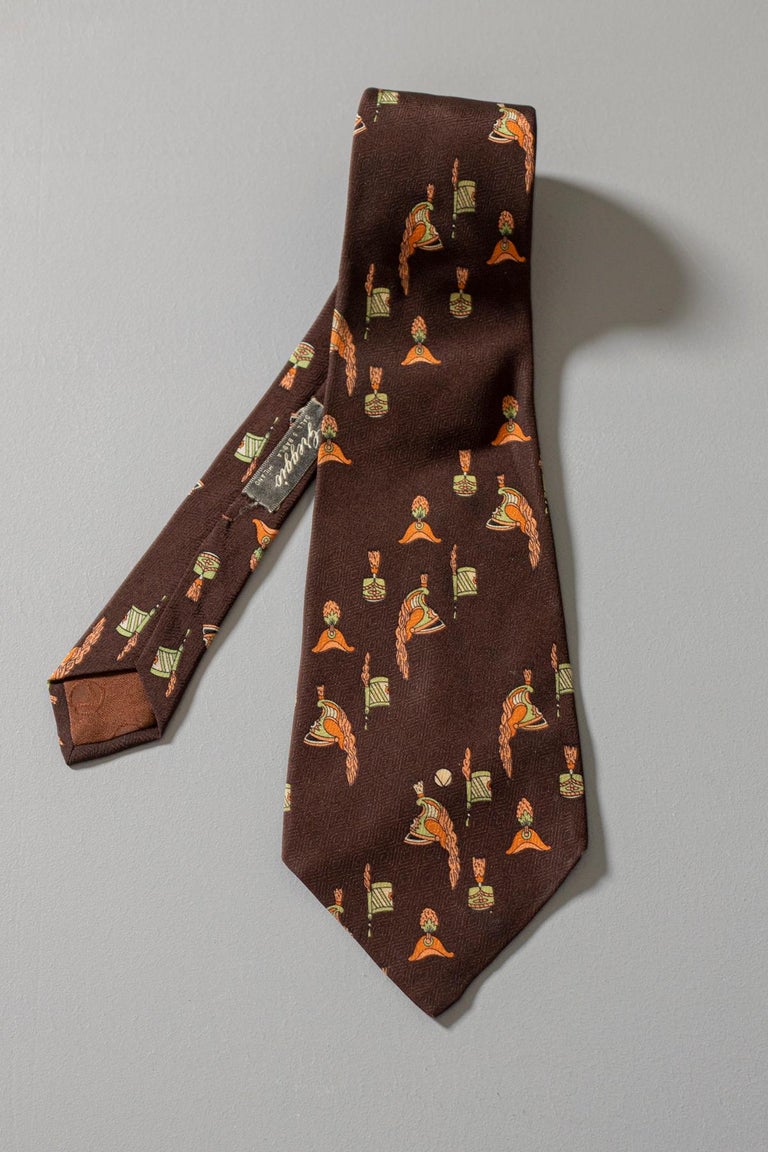 Vintage Valentino 100% silk brown tie For Sale at 1stDibs