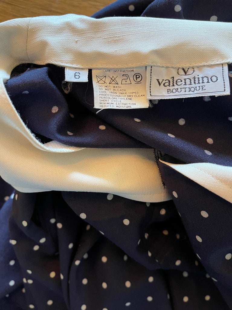 Vintage Valentino 1990s Does 1940s Size 6 navy Blue White Polka Dot 90s ...