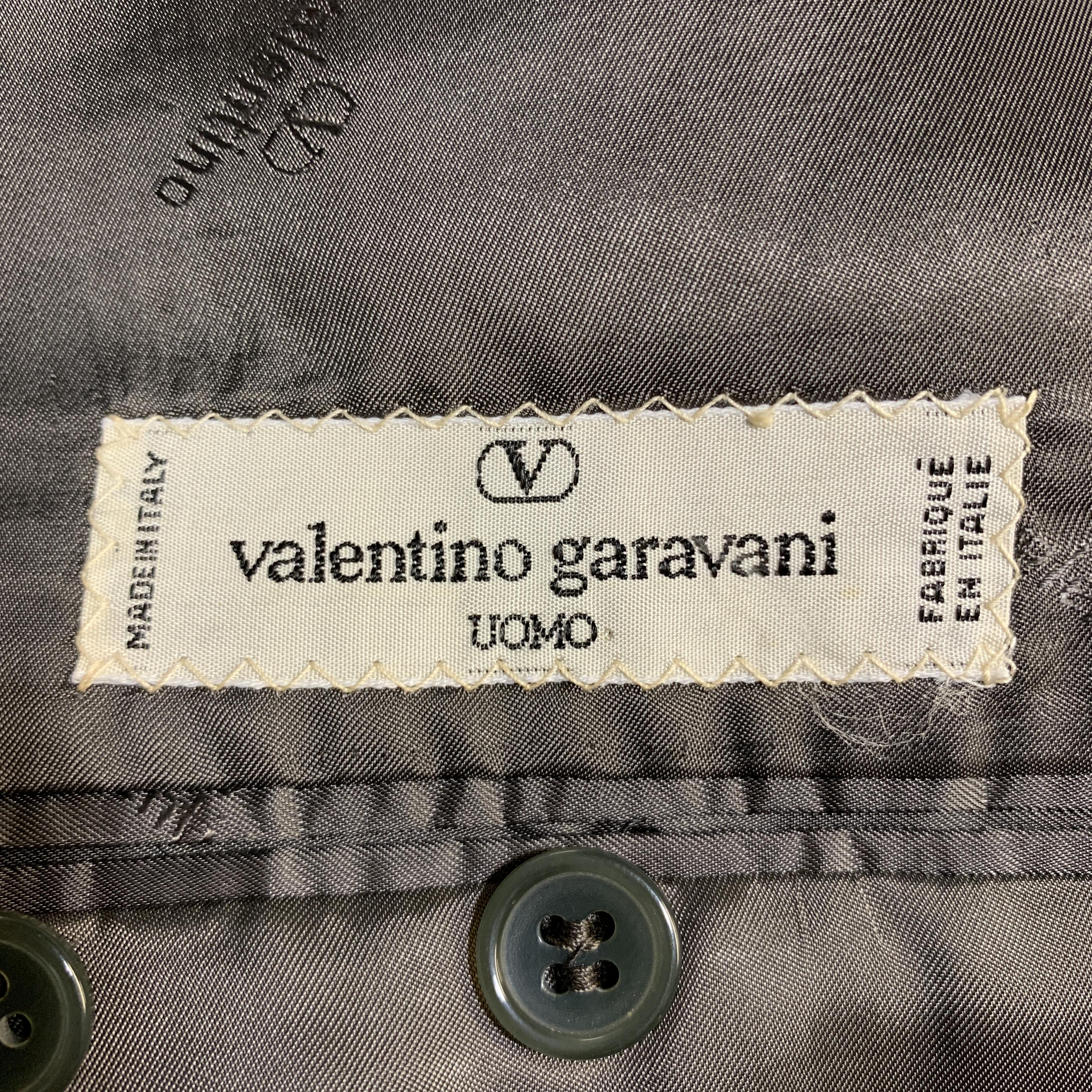 Vintage VALENTINO 38 Regular Taupe Grey Nailhead Wool / Cashmere Notch Lapel Pat 2