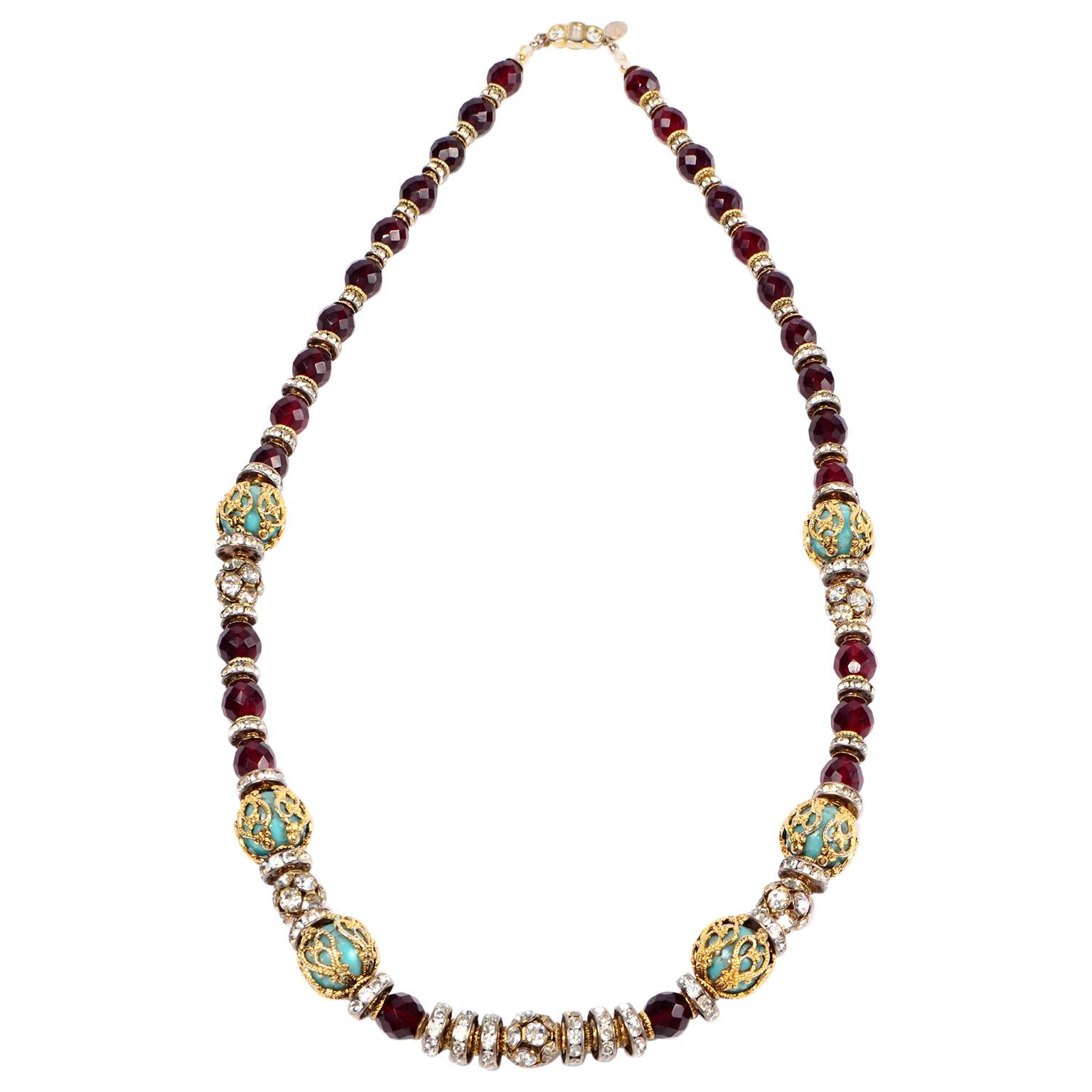 Vintage Valentino Beaded Rhinestone Crystal Necklace
