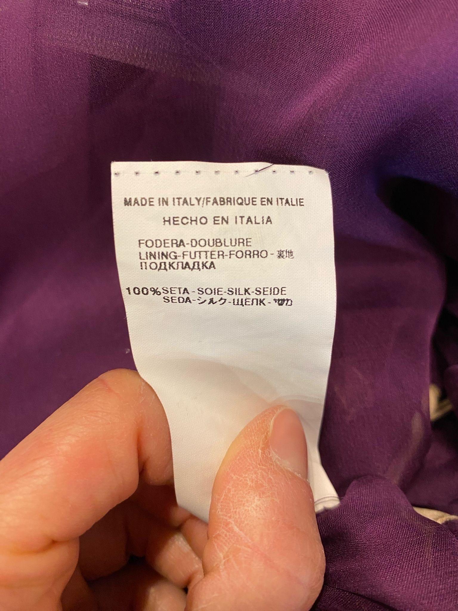 Vintage Valentino beige and purple silk dress with embroidery and lace. 1