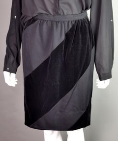 Vintage Valentino black velvet and wool skirt
