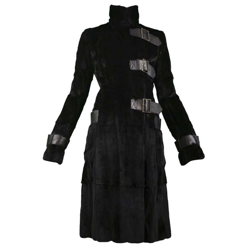Vintage Valentino Black Weasel Fur Coat with Leather Trim at 1stDibs ...