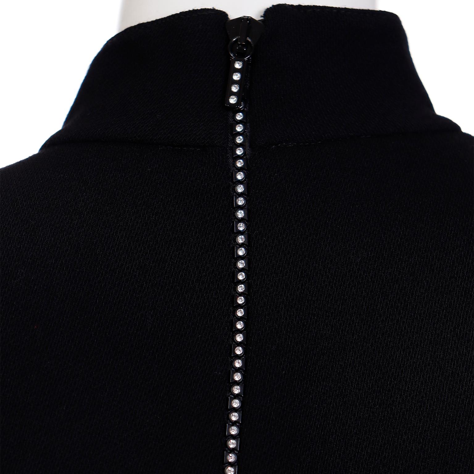 Vintage Valentino Boutique Black Evening Dress W Rhinestone Zipper For Sale 6