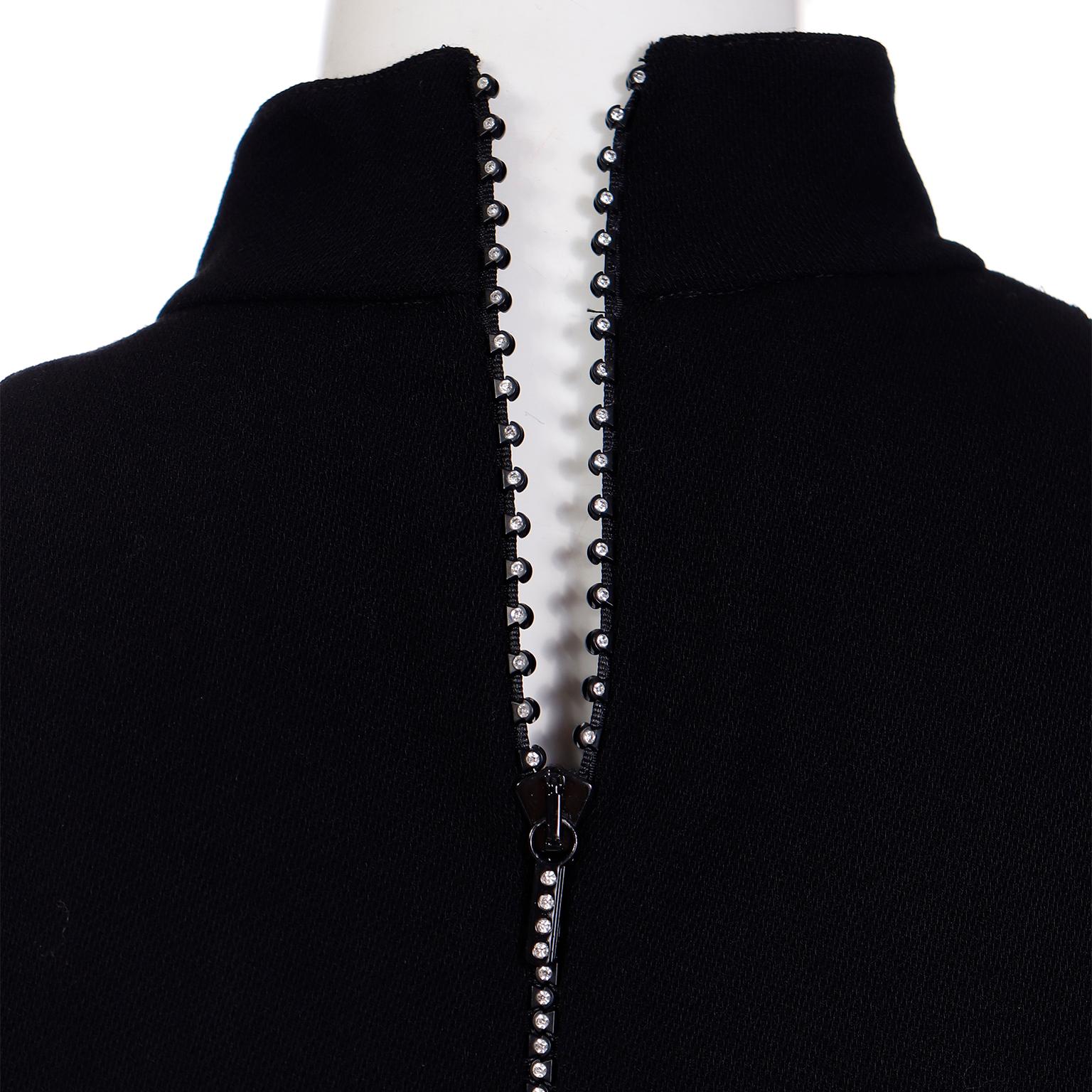 Vintage Valentino Boutique Black Evening Dress W Rhinestone Zipper For Sale 7
