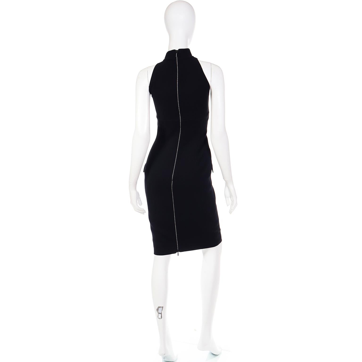 Women's Vintage Valentino Boutique Black Evening Dress W Rhinestone Zipper For Sale