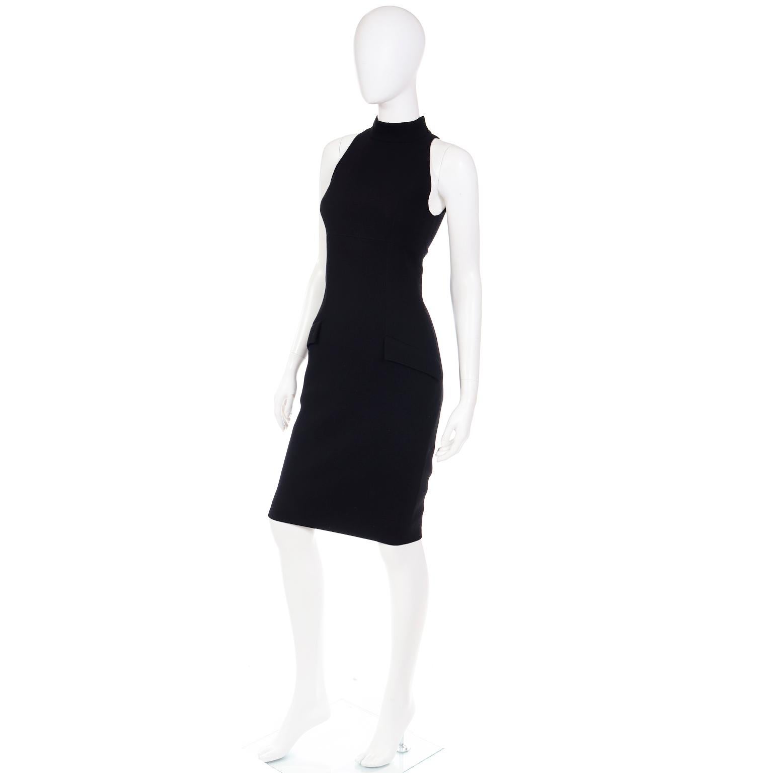 Vintage Valentino Boutique Black Evening Dress W Rhinestone Zipper For Sale 1