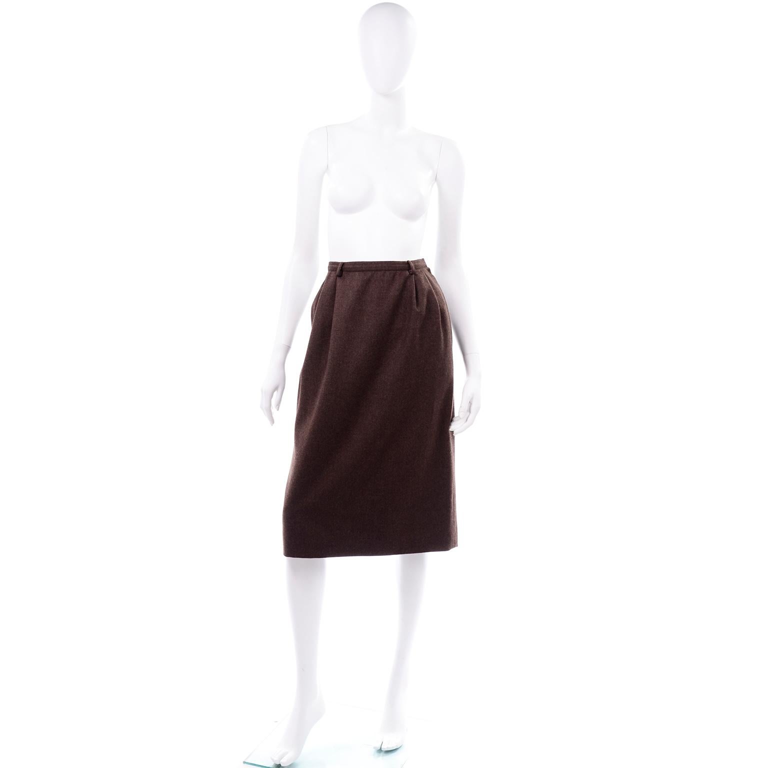 We love this classic brown wool pencil skirt from Valentino Boutique. This vintage Valentino skirt came from an estate we acquired many years ago that included the finest designer pieces we've ever come across! Everything in this collection was in