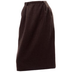 Retro Valentino Boutique Brown Wool Skirt With Pockets