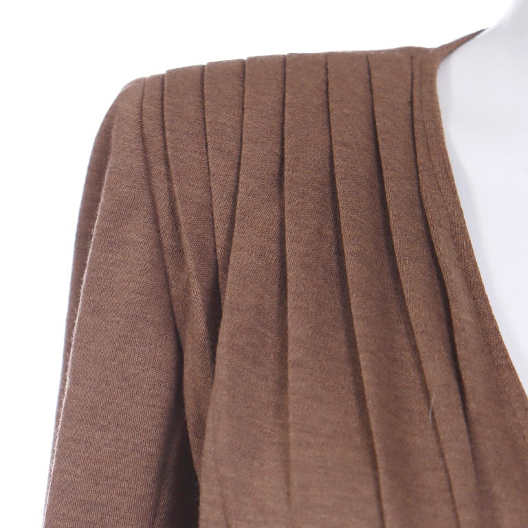 Vintage Valentino Boutique Brown Wrap Style Cropped Jacket For Sale 1