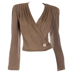 Retro Valentino Boutique Brown Wrap Style Cropped Jacket