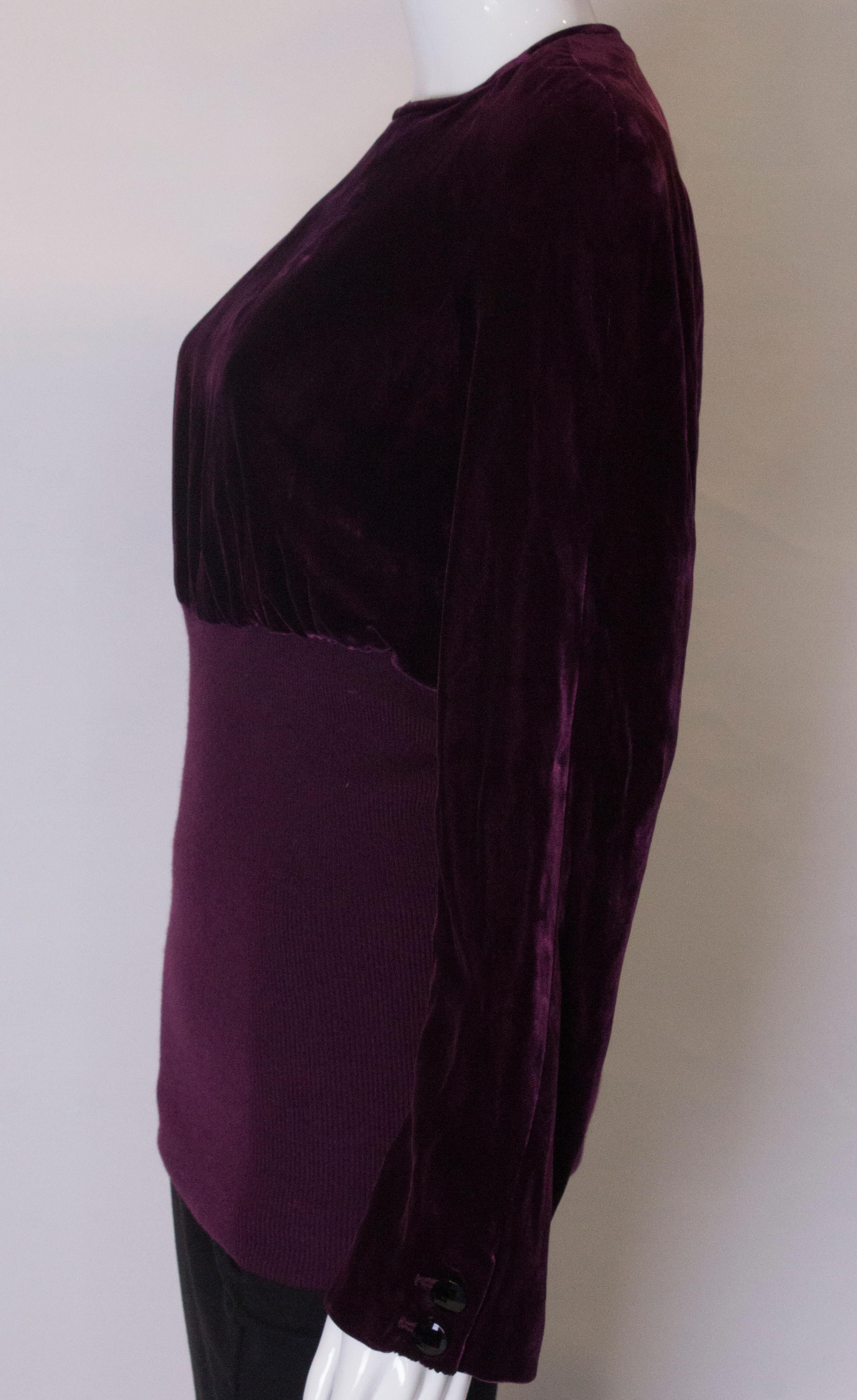 Black Vintage Valentino Boutique Burgundy Velvet Top