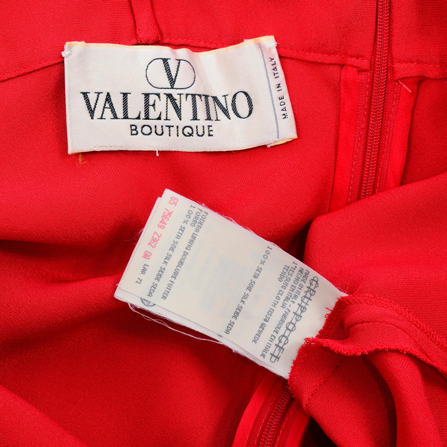 Vintage Valentino Boutique Silk Red Evening Bias Cut Long Slip Dress With Train 3