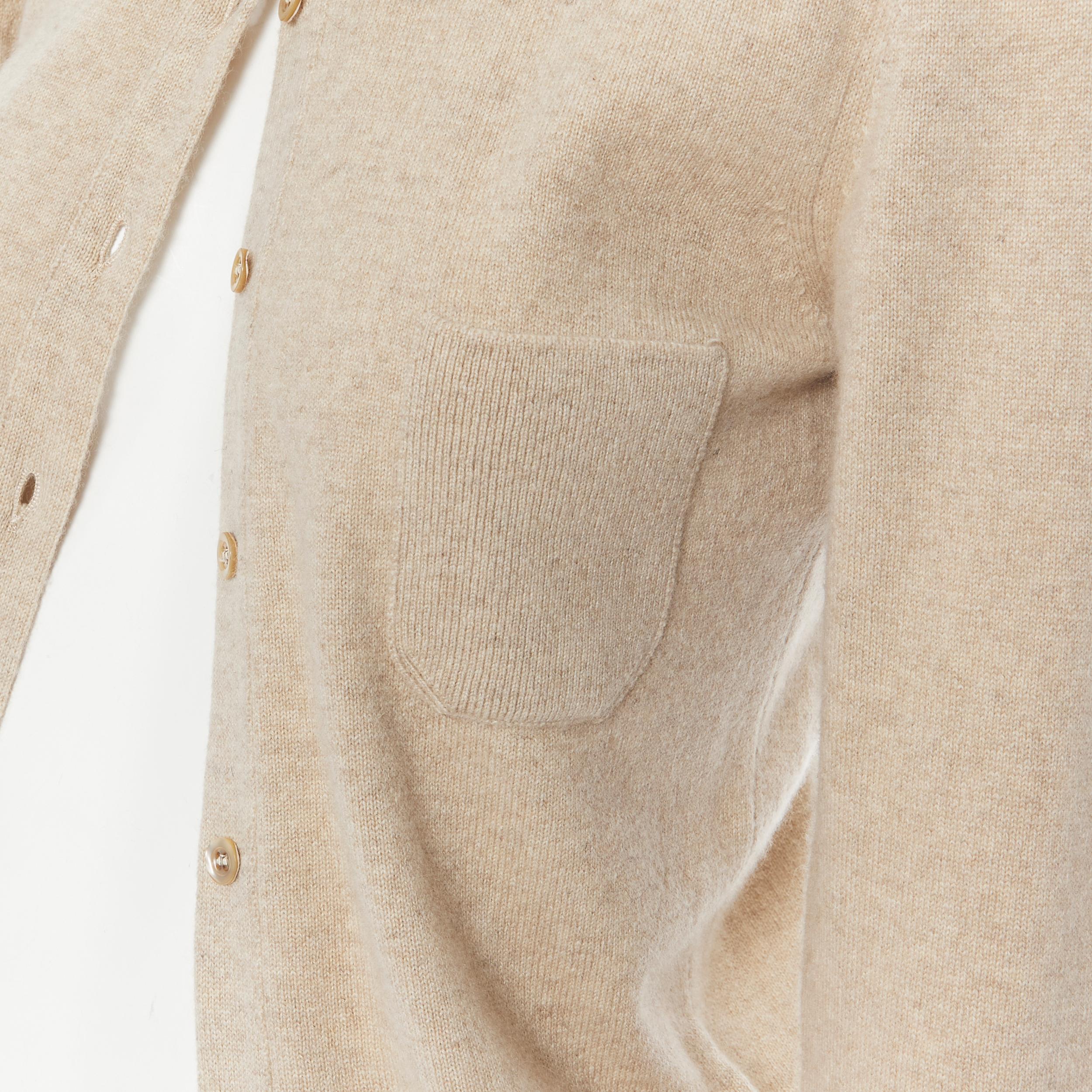 Women's vintage VALENTINO brown mink fur collar 100% cashmere cardigan sweater M
