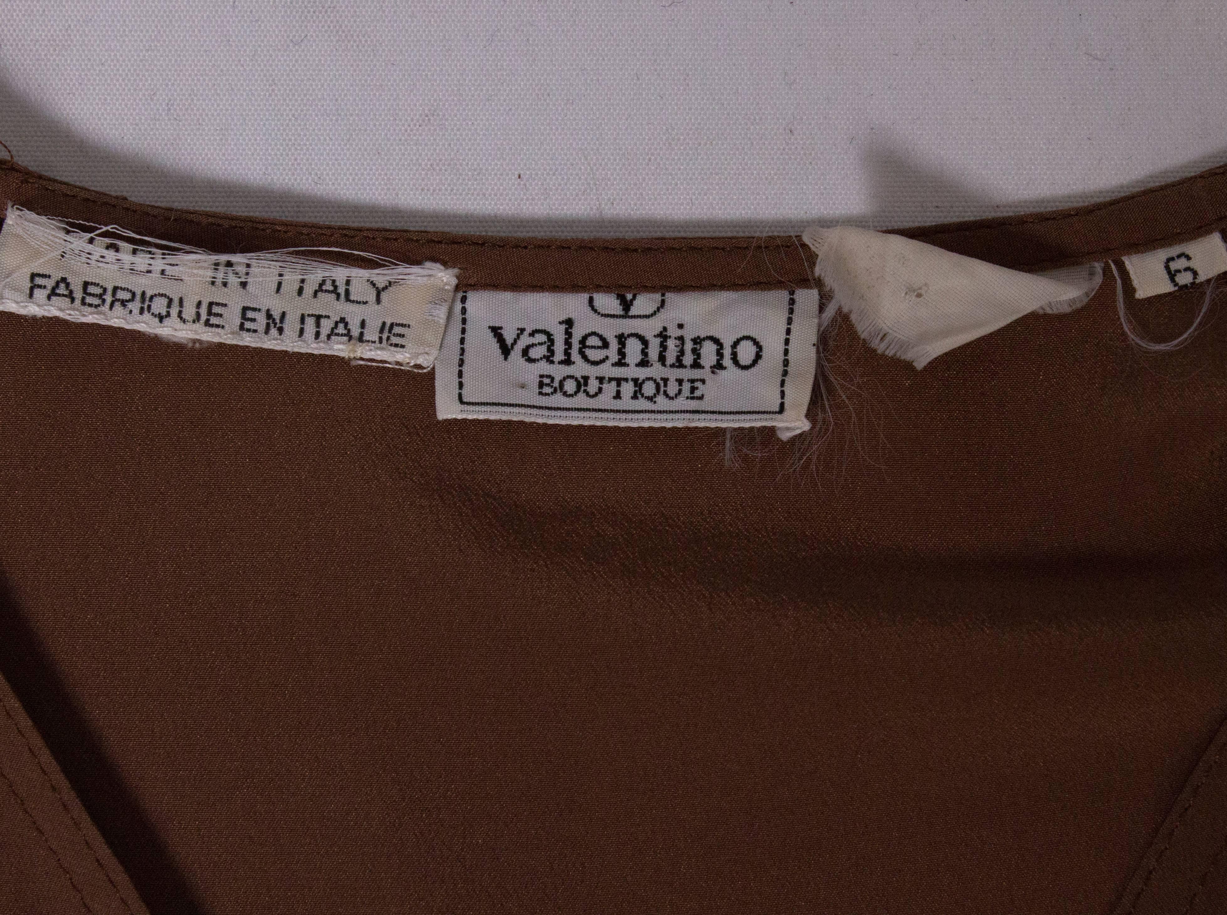 Vintage Valentino Brown Silk  Blouse For Sale 2