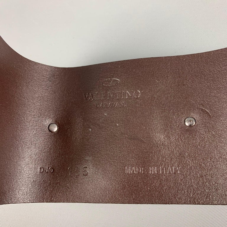 Vintage VALENTINO Brown Silver Leather Metal Bracelet For Sale at 1stDibs