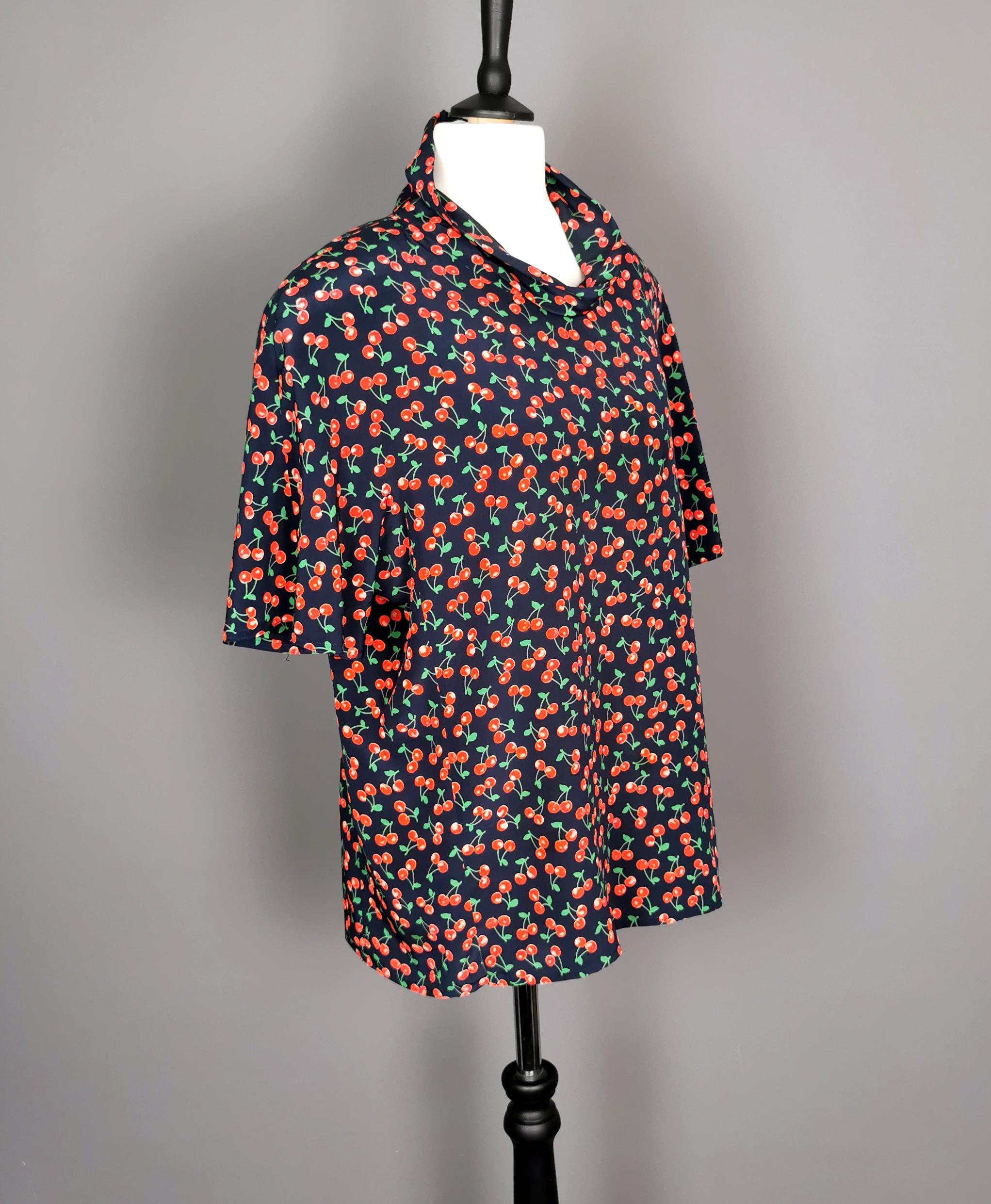 cherry print blouse