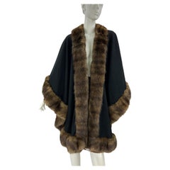 Vintage Valentino Couture by Alixandre Sable Trim Cashmere Cape