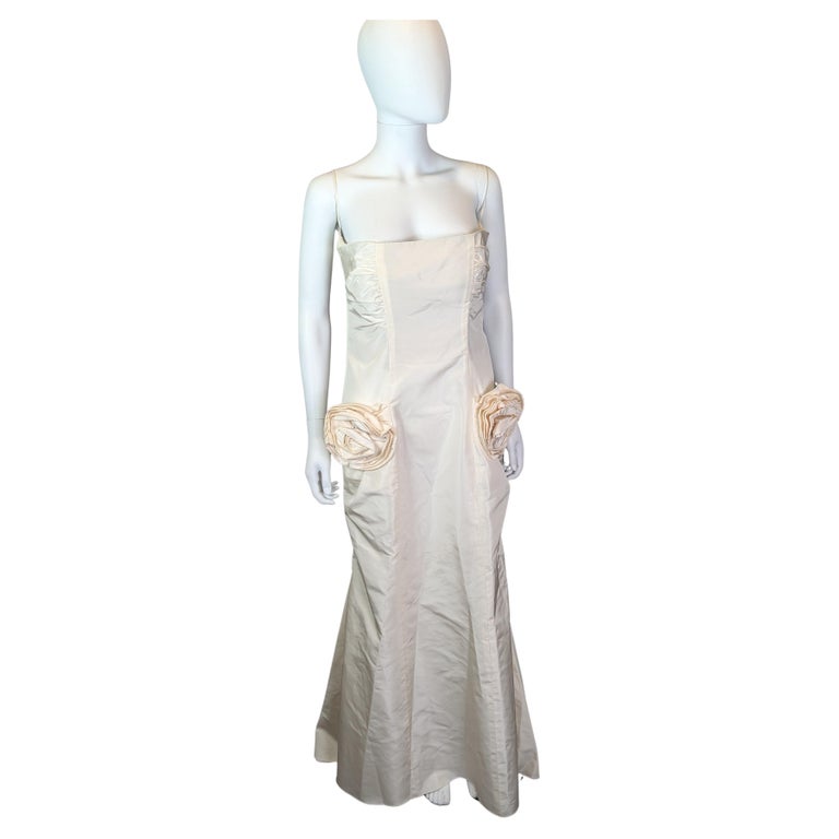 Vintage Valentino cream silk dress, prom dress, gown at 1stDibs