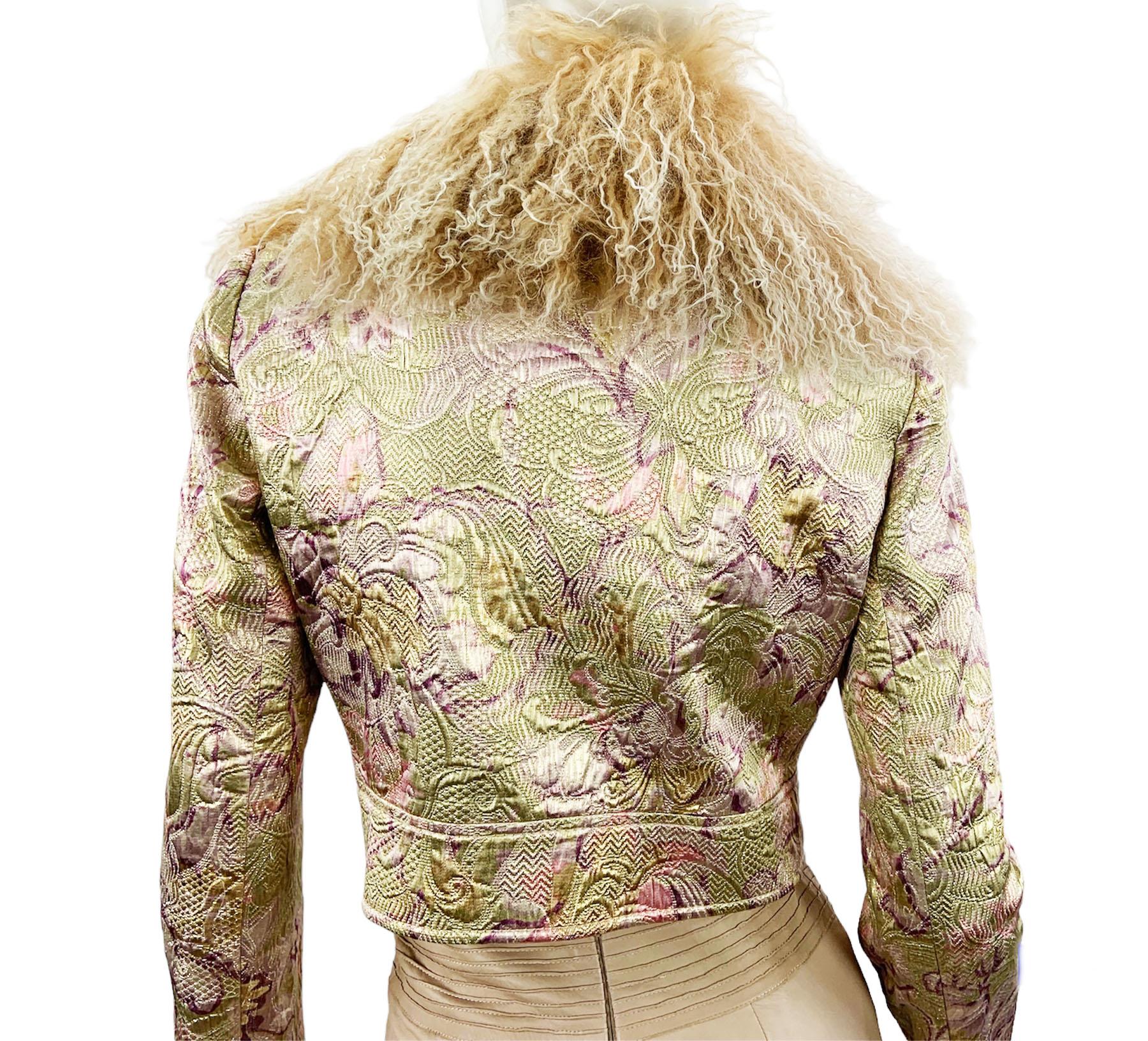 Valentino - Veste vintage en brocart de soie et laine Lana pailletée, automne-hiver 2000  en vente 5