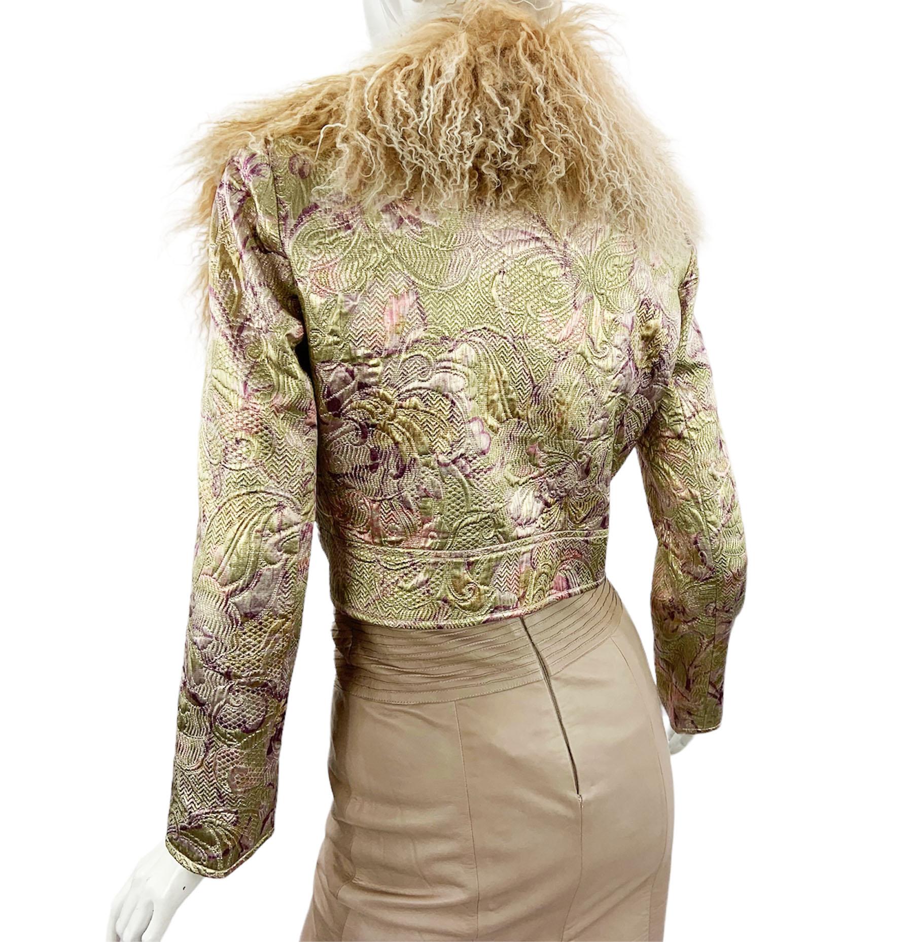 Valentino - Veste vintage en brocart de soie et laine Lana pailletée, automne-hiver 2000  en vente 6