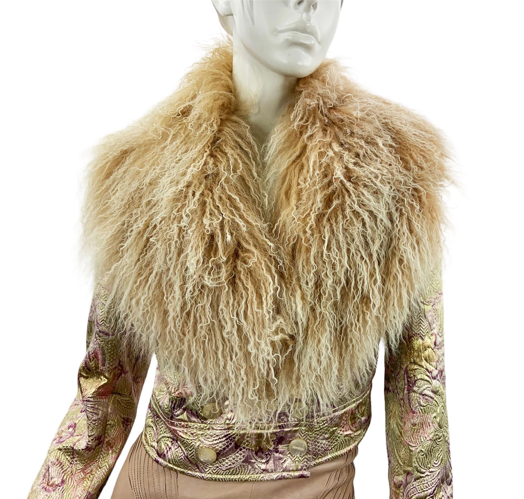 Vintage Valentino F/W 2000 Glitter Silk Brocade Lana Wool Jacket  In Excellent Condition For Sale In Montgomery, TX