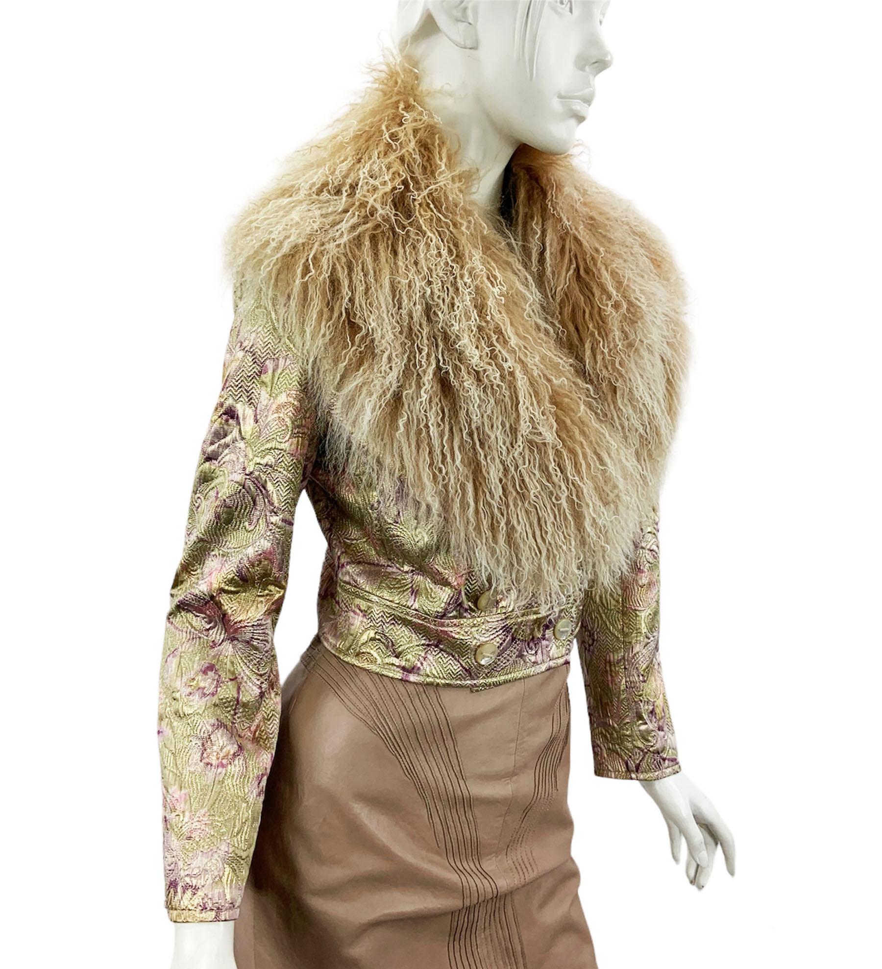 Valentino - Veste vintage en brocart de soie et laine Lana pailletée, automne-hiver 2000  en vente 1