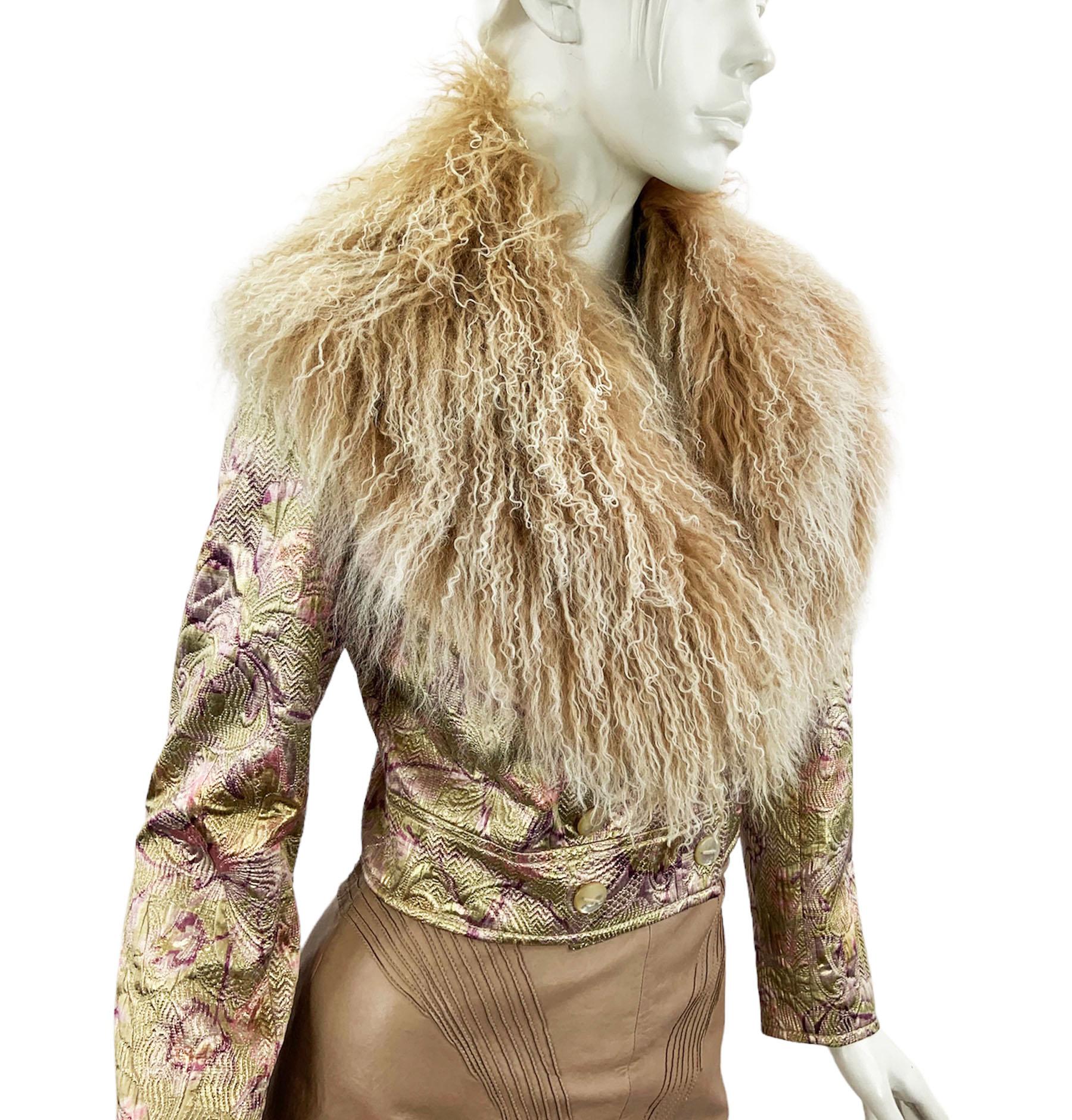 Valentino - Veste vintage en brocart de soie et laine Lana pailletée, automne-hiver 2000  en vente 2