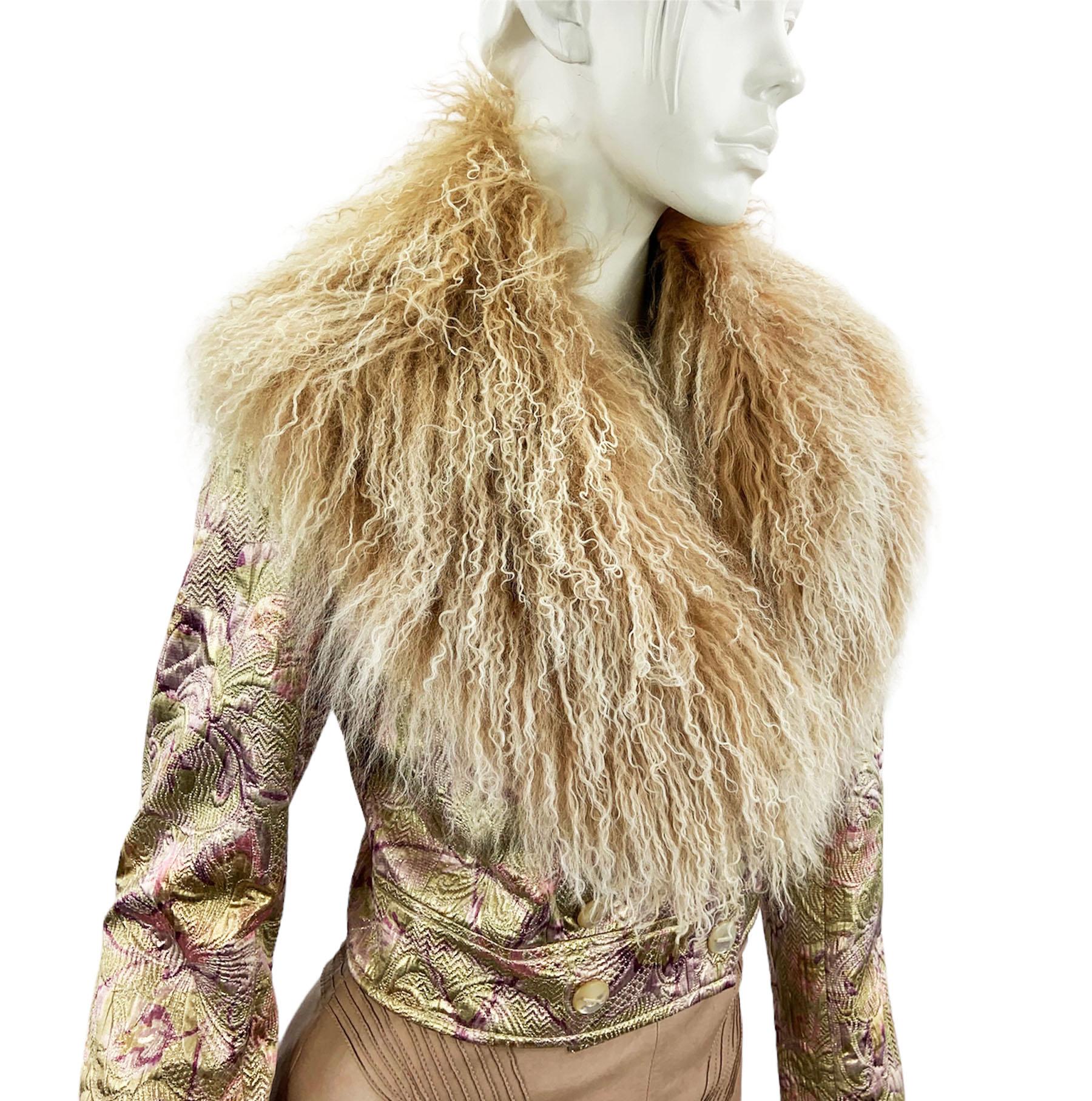 Valentino - Veste vintage en brocart de soie et laine Lana pailletée, automne-hiver 2000  en vente 3