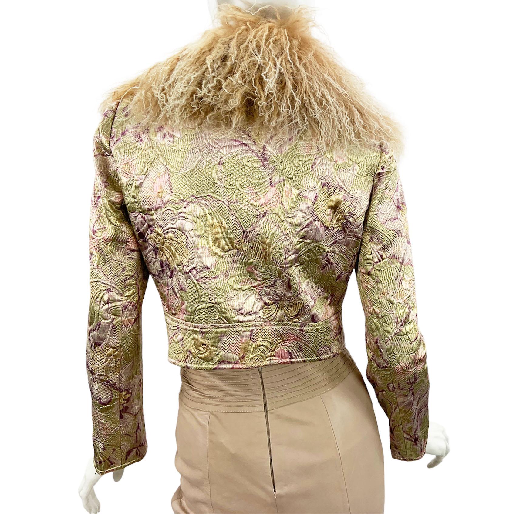 Valentino - Veste vintage en brocart de soie et laine Lana pailletée, automne-hiver 2000  en vente 4