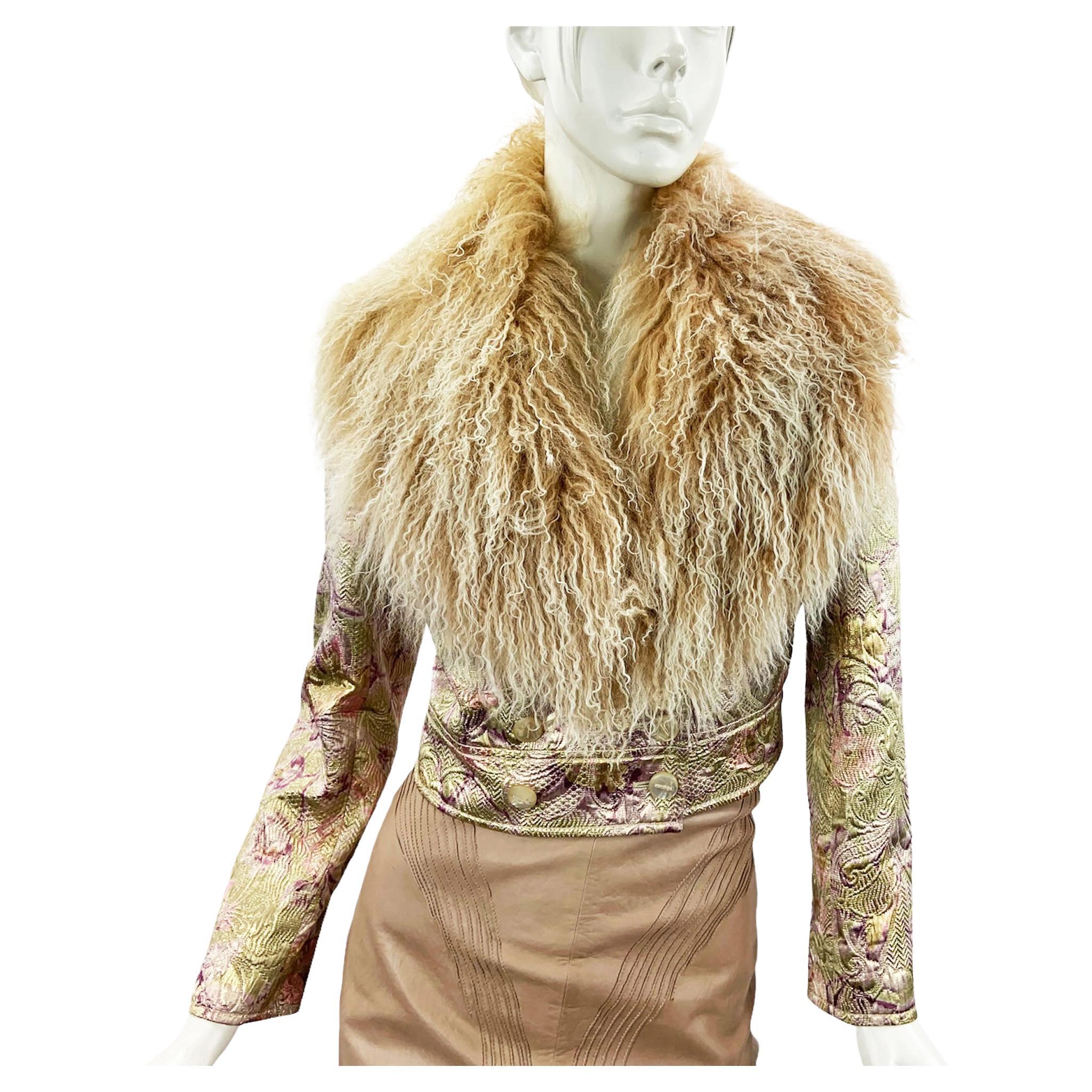 Vintage Valentino F/W 2000 Glitter Silk Brocade Lana Wool Jacket  For Sale
